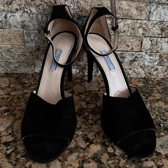 Prada Sued Ankle Strap Pump Sandals - Picture 3 of 11